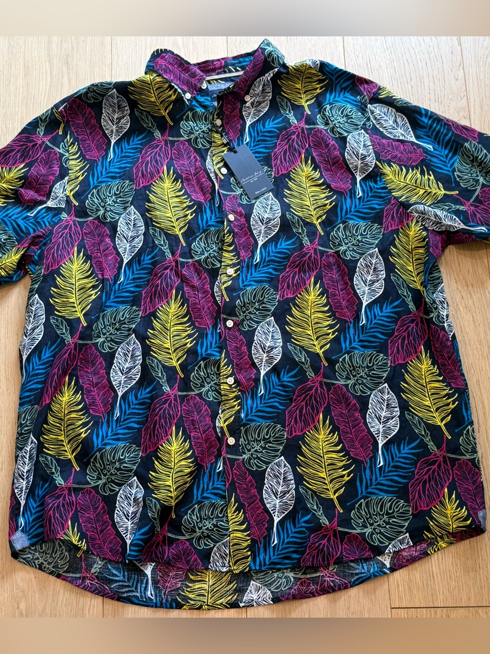 Christian Berg Pure Linen Tropical Print Shirt – Men’s XXL – NWT